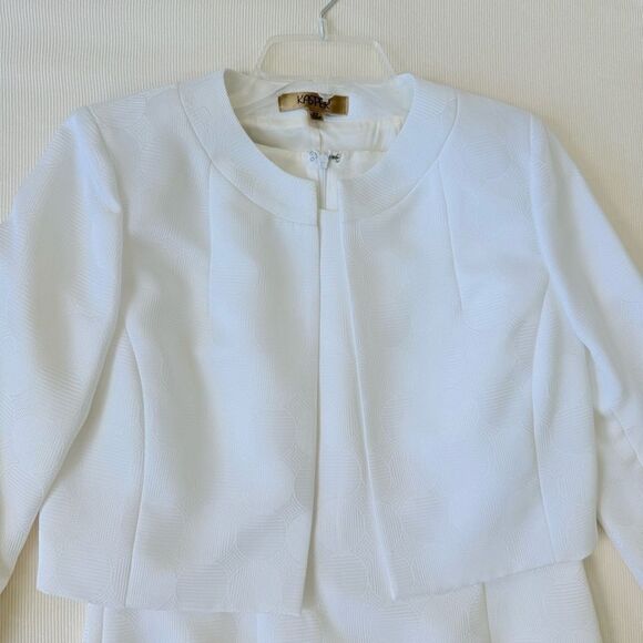 Kasper Petite Womens Dress Jacket Set White White Party Special Occassion 4P - Picture 2 of 5